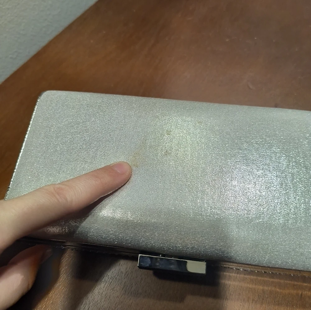 Silver sparkle formal clasped clutch purse